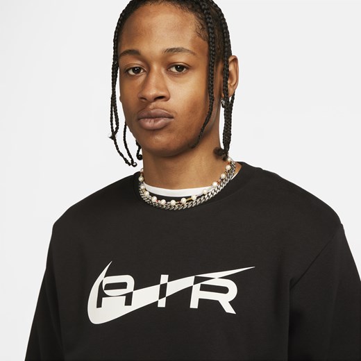 Męska bluza dresowa z dzianiny z półokrągłym dekoltem Nike Air - Czerń Nike L okazyjna cena Nike poland