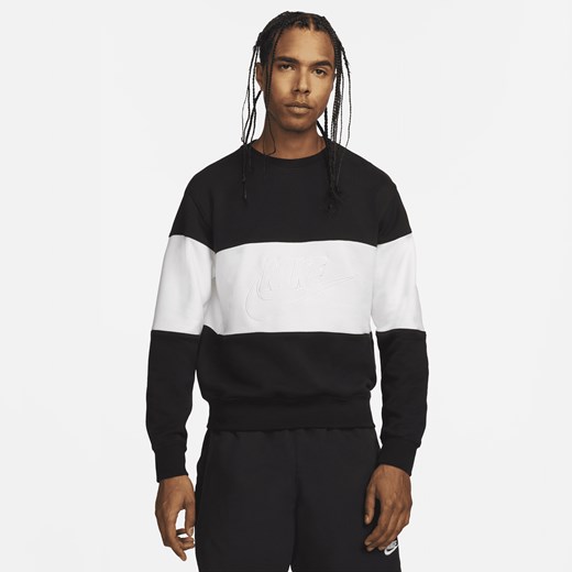 Męska bluza z dzianiny dresowej w kontrastowych kolorach Nike Club - Czerń Nike 3XL okazyjna cena Nike poland