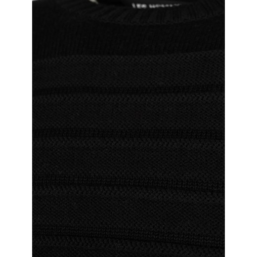 Les Hommes Sweter | LJK402-660U | Round Neck Sweater with Pleats | Czarny Les Hommes L promocja ubierzsie.com