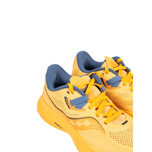 Buty sportowe damskie Saucony dla biegaczy tkaninowe żółte na płaskiej podeszwie 