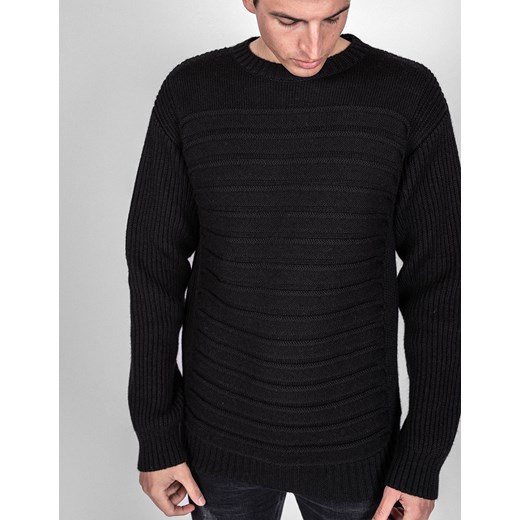 Les Hommes Sweter | LJK402-660U | Round Neck Sweater with Pleats | Czarny Les Hommes L promocyjna cena ubierzsie.com