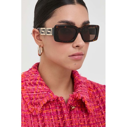 Versace okulary przeciwsłoneczne damskie kolor brązowy Versace 54 ANSWEAR.com