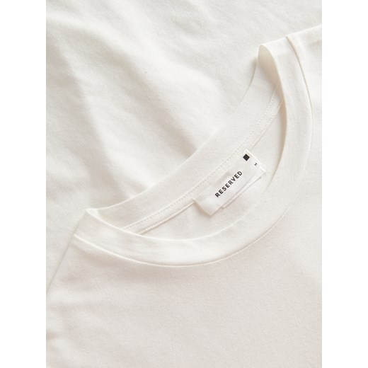 T-shirt męski Reserved biały z krótkim rękawem 