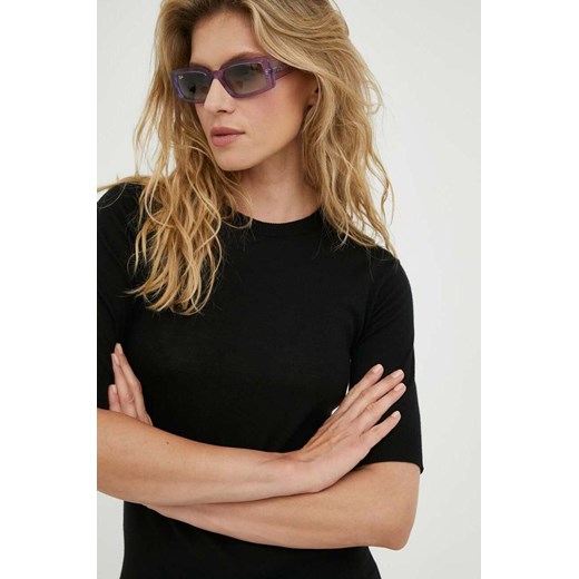 Day Birger et Mikkelsen t-shirt wełniany Carolina kolor czarny ze sklepu ANSWEAR.com w kategorii Bluzki damskie - zdjęcie 161639138