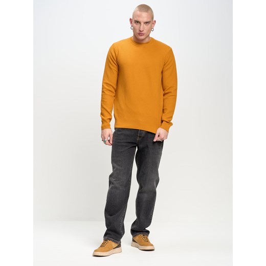Sweter męski o teksturowym splocie pomaraŅczowy Reyli 703 ze sklepu Big Star w kategorii Swetry męskie - zdjęcie 161643849