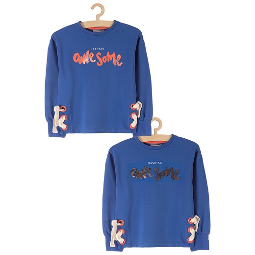 Bluza dresowa z cekinami dla dziewczynki - niebieska Lincoln & Sharks By 5.10.15. 158 okazja 5.10.15