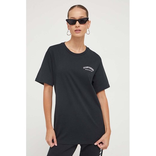 Converse t-shirt bawełniany kolor czarny z nadrukiem ze sklepu ANSWEAR.com w kategorii Bluzki damskie - zdjęcie 161646785