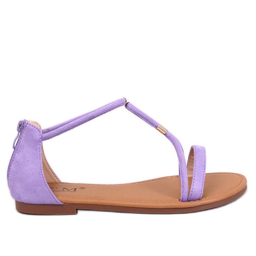 Sandałki damskie zamszowe Leehom Purple fioletowe ze sklepu ButyModne.pl w kategorii Sandały damskie - zdjęcie 161648865