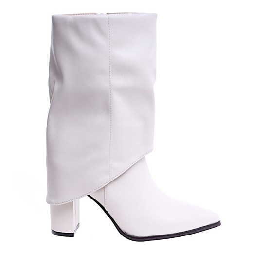 Damskie kozaki na obcasie beżowe /A6-1 14740 S895/ Pantofelek24 41 okazyjna cena Pantofelek24.pl Jacek Włodarczyk