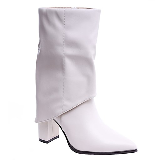 Damskie kozaki na obcasie beżowe /A6-1 14740 S895/ Pantofelek24 39 Pantofelek24.pl Jacek Włodarczyk promocja