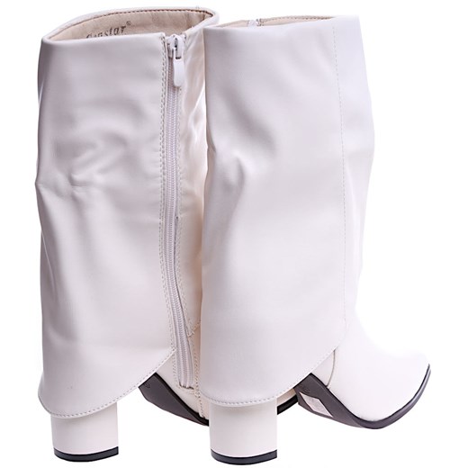 Damskie kozaki na obcasie beżowe /A6-1 14740 S895/ Pantofelek24 37 promocyjna cena Pantofelek24.pl Jacek Włodarczyk