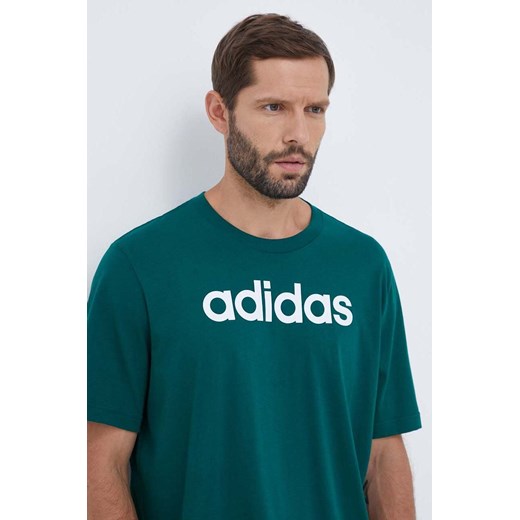 adidas t-shirt bawełniany kolor zielony z nadrukiem IJ8658 ze sklepu ANSWEAR.com w kategorii T-shirty męskie - zdjęcie 161668185