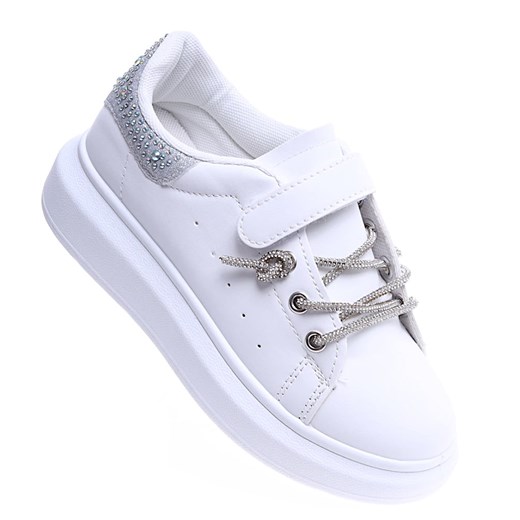 Białe dziewczęce sneakersy na platformie /A7-2 14751 T513/ ze sklepu Pantofelek24.pl w kategorii Trampki dziecięce - zdjęcie 161670426