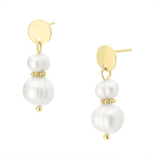 Eleganckie pozłacane perłowe kolczyki na sztyftach ze sklepu manoki.pl w kategorii Kolczyki - zdjęcie 161670757