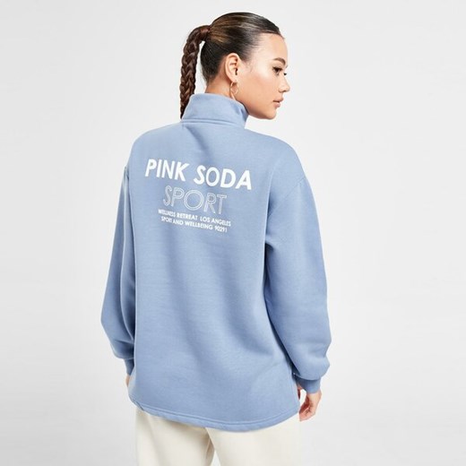 Bluza damska niebieska Pink Soda długa na jesień z napisami 