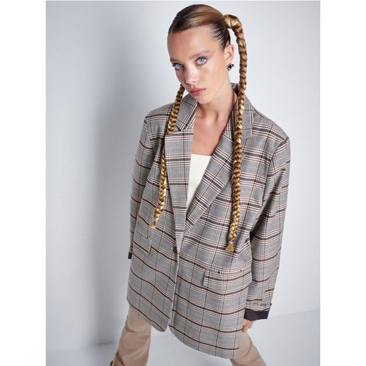 Cropp - Marynarka w kratę oversize - brązowy Cropp L okazja Cropp