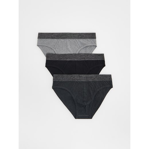 Reserved - Bawełniane slipy 3 pack - ciemnoszary ze sklepu Reserved w kategorii Majtki męskie - zdjęcie 161685216