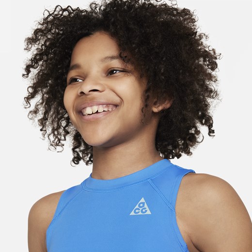 Niebieska bluzka dziewczęca Nike z elastanu 