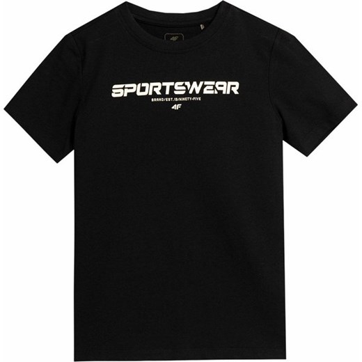 T-shirt chłopięce 4F czarny z napisami 