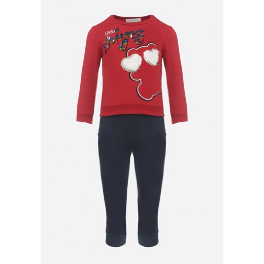 Czerwony 2-Częściowy Komplet Dresowy Bluza i Spodnie na Gumce Amukelo ze sklepu Born2be Odzież w kategorii Komplety dziewczęce - zdjęcie 161695476
