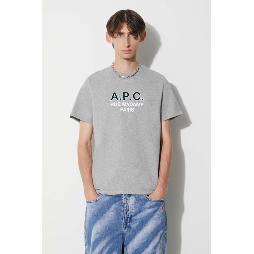 A.P.C. t-shirt bawełniany kolor szary z nadrukiem ze sklepu PRM w kategorii T-shirty męskie - zdjęcie 161699776