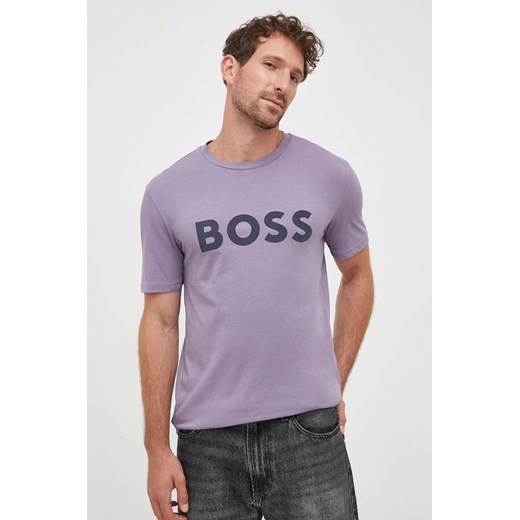 BOSS t-shirt bawełniany BOSS CASUAL kolor fioletowy z nadrukiem 50481923 ze sklepu ANSWEAR.com w kategorii T-shirty męskie - zdjęcie 161705656