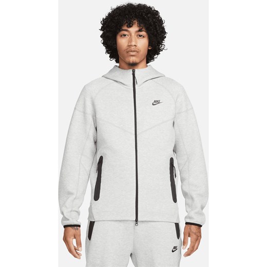 Męska bluza z kapturem i zamkiem na całej długości Nike Sportswear Tech Fleece Windrunner - Szary ze sklepu Nike poland w kategorii Bluzy męskie - zdjęcie 161708265