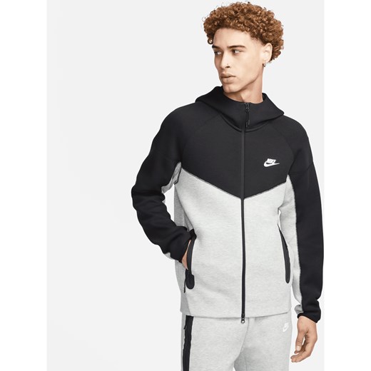Męska bluza z kapturem i zamkiem na całej długości Nike Sportswear Tech Fleece Windrunner - Szary ze sklepu Nike poland w kategorii Bluzy męskie - zdjęcie 161708287