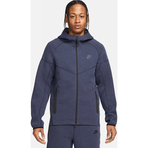 Męska bluza z kapturem i zamkiem na całej długości Nike Sportswear Tech Fleece Windrunner - Niebieski ze sklepu Nike poland w kategorii Bluzy męskie - zdjęcie 161708518