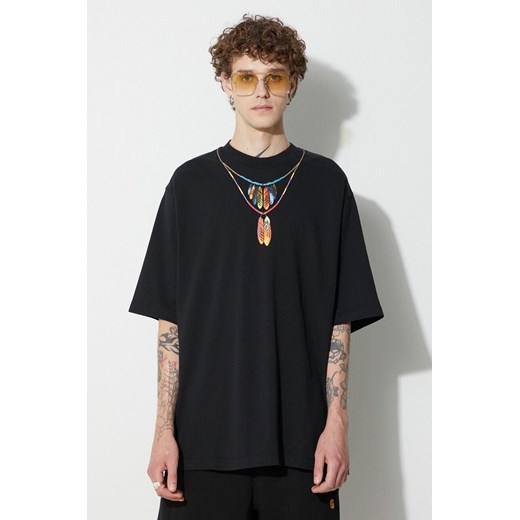Marcelo Burlon t-shirt bawełniany Feathers Necklace kolor czarny z nadrukiem ze sklepu PRM w kategorii T-shirty męskie - zdjęcie 161711558