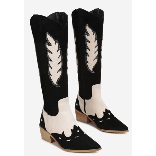 Czarne Kozaki Kowbojki z Naszywkami Darli Renee 37 okazyjna cena renee.pl