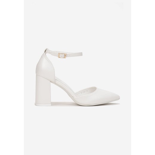 Białe Lakierowane Czółenka na Słupkowym Obcasie Ewwa Renee 41 renee.pl promocja