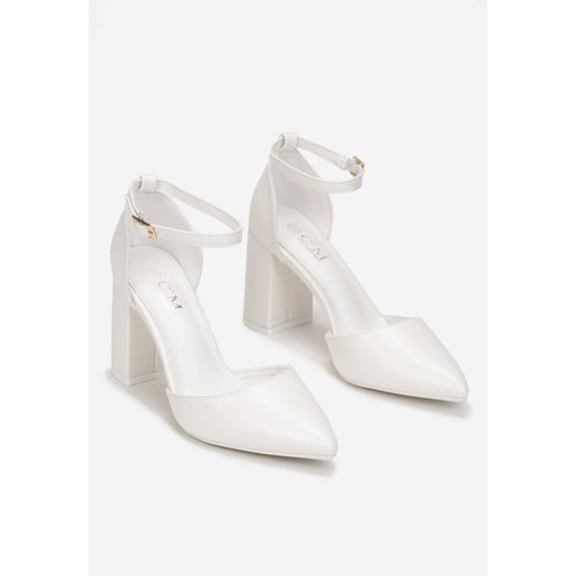Białe Lakierowane Czółenka na Słupkowym Obcasie Ewwa Renee 39 okazyjna cena renee.pl