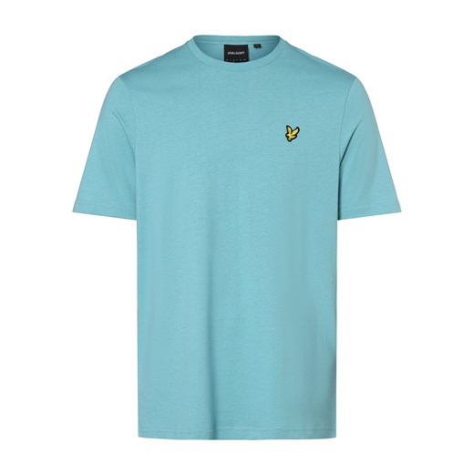 Lyle & Scott T-shirt męski Mężczyźni Dżersej cyjan jednolity ze sklepu vangraaf w kategorii T-shirty męskie - zdjęcie 161765697