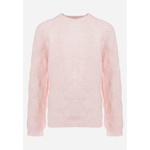 Różowy Sweter z Miękkiej Dzianiny Paumu ze sklepu Born2be Odzież w kategorii Swetry dziewczęce - zdjęcie 161766877