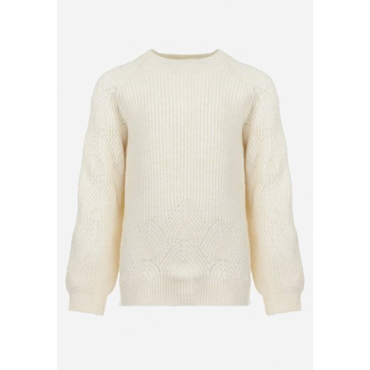 Jasnobeżowy Sweter z Miękkiej Dzianiny Paumu ze sklepu Born2be Odzież w kategorii Swetry dziewczęce - zdjęcie 161766879