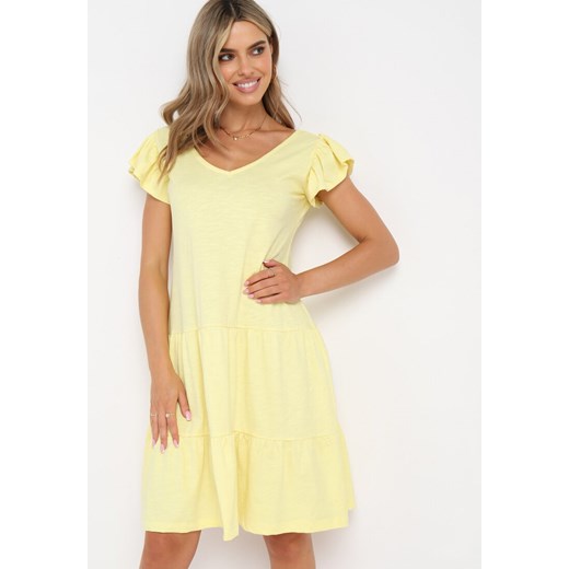 Żółta Sukienka Eibena ze sklepu Born2be Odzież w kategorii Sukienki - zdjęcie 161766978