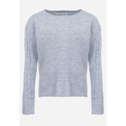 Jasnoniebieski Sweter z Metaliczną Nitką Torcja ze sklepu Born2be Odzież w kategorii Swetry dziewczęce - zdjęcie 161769126