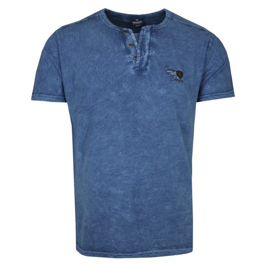 Koszulka Bawełniana z Guzikami Niebieska V-neck, Męska, z Nadrukiem, Krótki Rękaw TSKOWREDWAY3324nieb ze sklepu JegoSzafa.pl w kategorii T-shirty męskie - zdjęcie 161769185