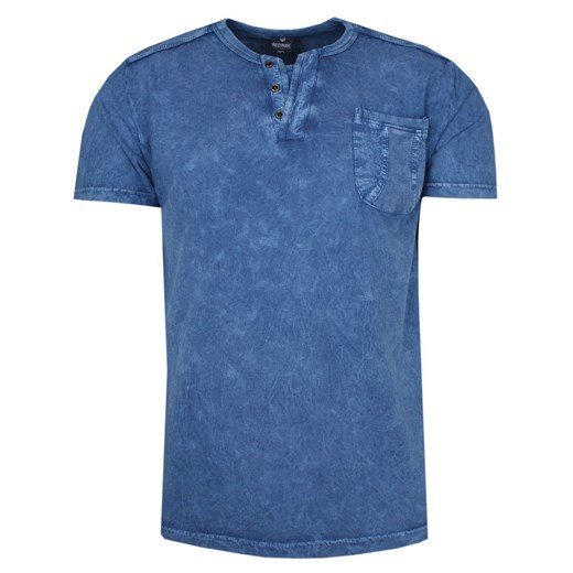 Koszulka Niebieska Bawełniana z Guzikami V-neck, Męska, z Nadrukiem, Krótki Rękaw TSKOWREDWAY2816nieb ze sklepu JegoSzafa.pl w kategorii T-shirty męskie - zdjęcie 161769189