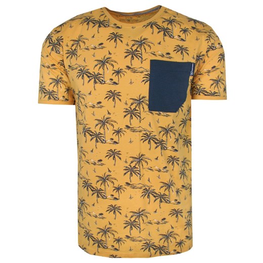 T-Shirt Żółty z Nadrukiem w Palmy, Męski, Koszulka, Krótki Rękaw, U-neck TSKOWPORT1857PALMYzolty ze sklepu JegoSzafa.pl w kategorii T-shirty męskie - zdjęcie 161769239