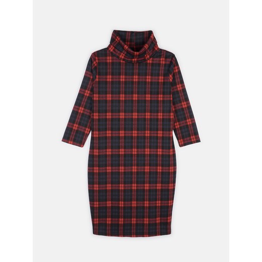 GATE Dzianinowa sukienka w kratę z golfem 34 Gate 38 wyprzedaż gateshop