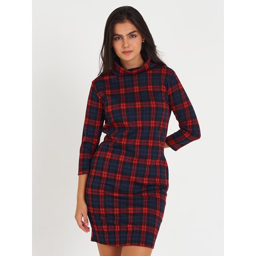 GATE Dzianinowa sukienka w kratę z golfem 34 Gate 38 gateshop okazyjna cena