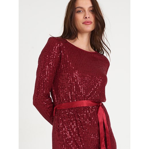 Sukienka Gate mini w stylu glamour z okrągłym dekoltem z cekinami