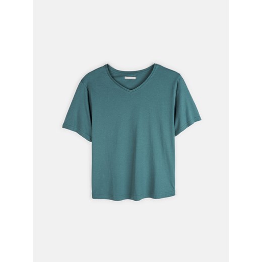GATE Bawełniany t-shirt damski plus size basic z krótkimi rękawami i dekoltem 44 ze sklepu gateshop w kategorii Bluzki damskie - zdjęcie 161787999