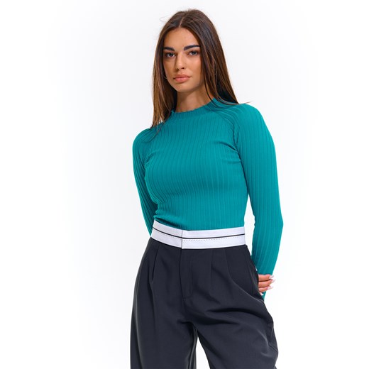 Sweter damski niebieski Gate z okrągłym dekoltem casualowy