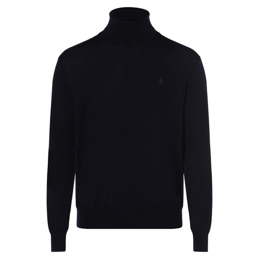 Polo Ralph Lauren Męski sweter z wełny merino Mężczyźni Wełna merino granatowy jednolity ze sklepu vangraaf w kategorii Swetry męskie - zdjęcie 161808557