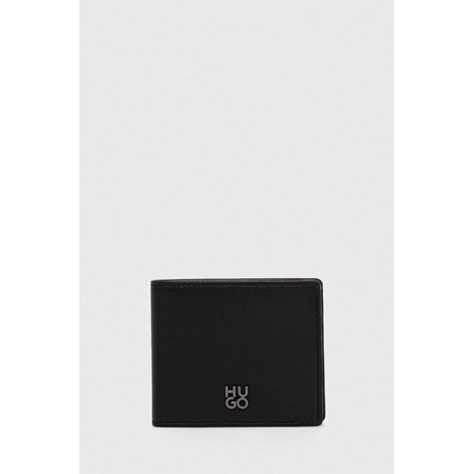 HUGO portfel skórzany męski kolor czarny ze sklepu ANSWEAR.com w kategorii Portfele męskie - zdjęcie 161813735
