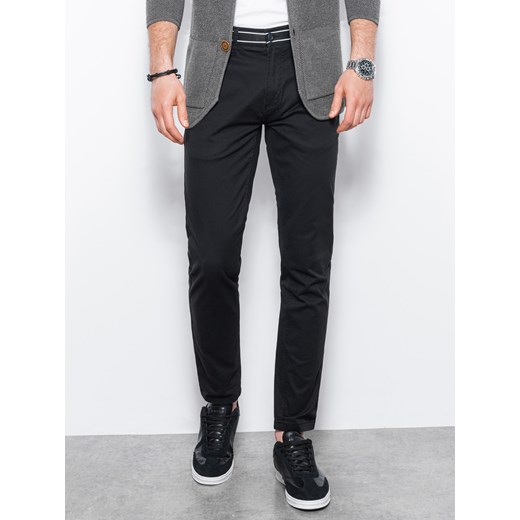 Spodnie męskie chino - czarne V1 P156 ze sklepu ombre w kategorii Spodnie męskie - zdjęcie 161837815