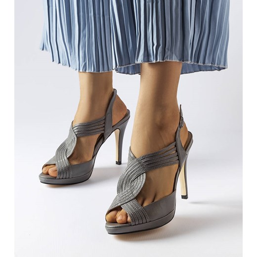 Szare sandały na szpilce Tougas ze sklepu gemre w kategorii Sandały damskie - zdjęcie 161844286